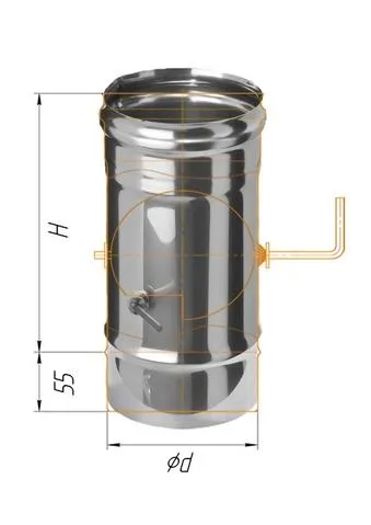 заслонка феррум (шибер поворотный) нержавеющая (304/0,8мм), ф115