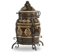 тандыр экотандыры уфа, черный с золотой патиной, с откидной крышкой