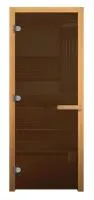 дверь бронза 190*68, 8 мм, 3 петли, коробка осина, банный эксперт правая